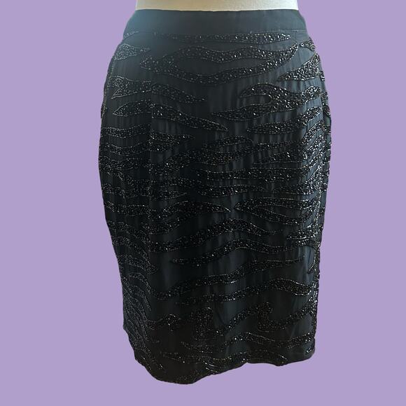 100% Silk Vintage 1980s Skirt - Picture 2 of 6
